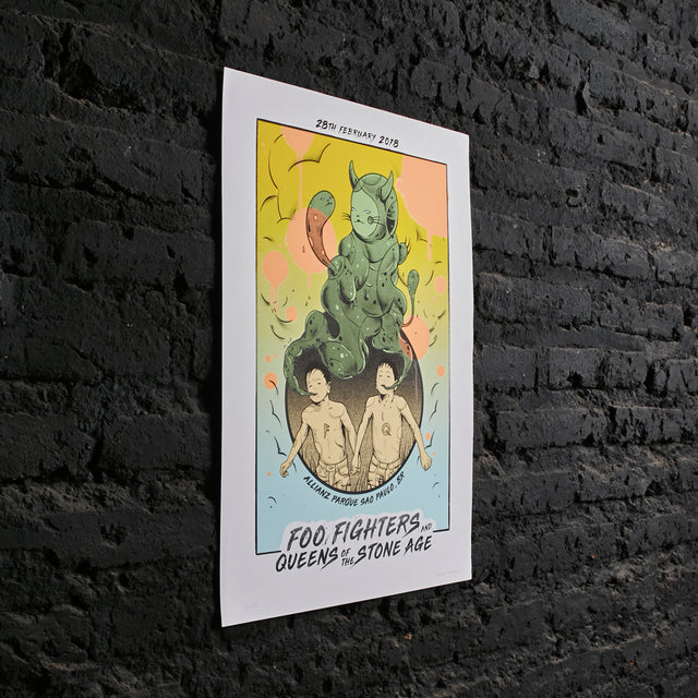 Póster Foo Fighters - Queens Of The Stone Age 2018 Allianz Parque Sao Paulo 28 Feb 2018