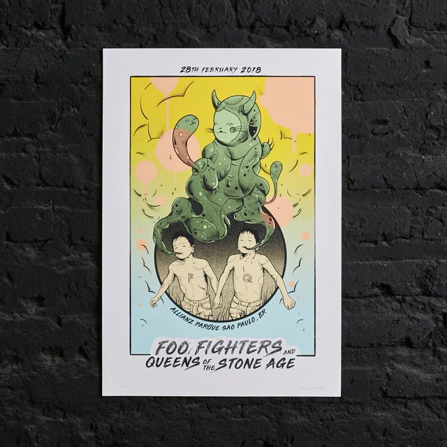 Póster Foo Fighters - Queens Of The Stone Age 2018 Allianz Parque Sao Paulo 28 Feb 2018