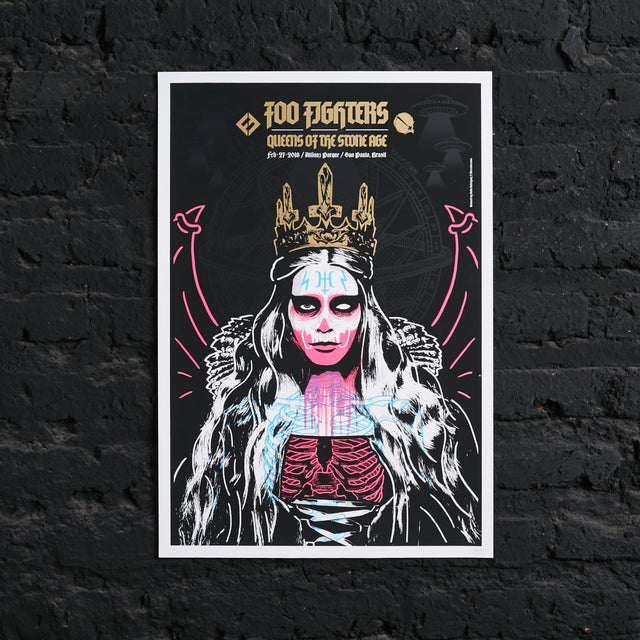 Póster Foo Fighters - Queens Of The Stone Age 2018 Allianz Parque Sao Paulo 27 Feb 2018